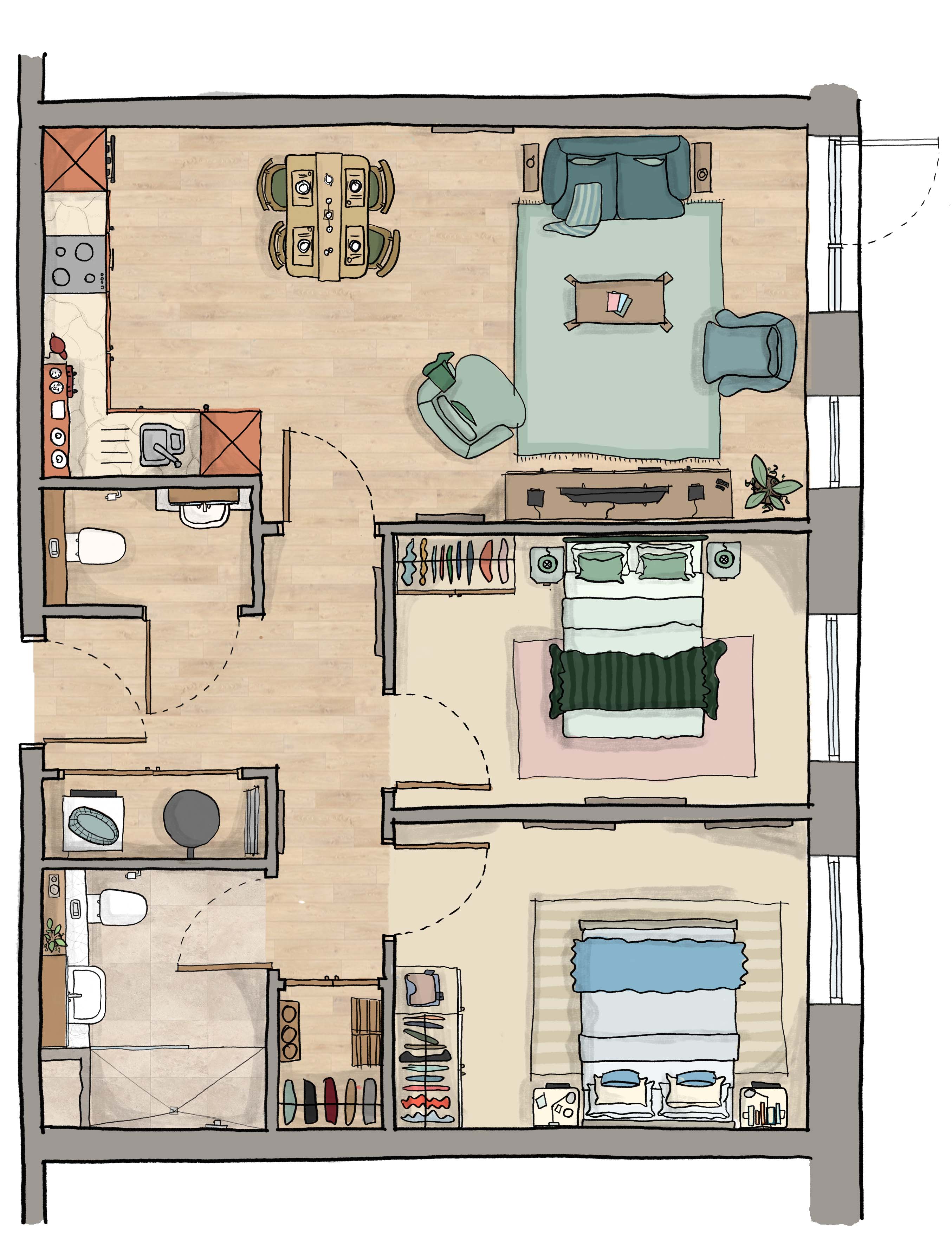 2 Bed flat artwork design 